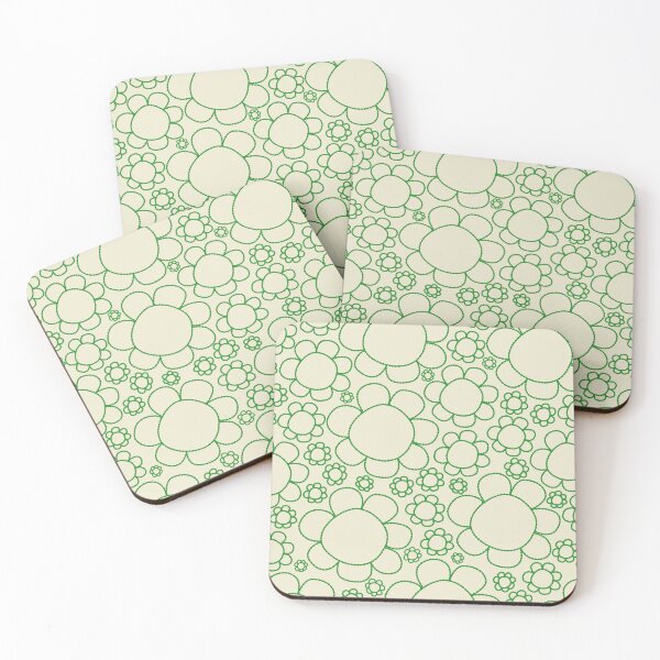 Item preview, Cheerful Doodle Flowers Green and Cream Pattern designed and sold by kierkegaard.