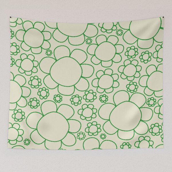 Item preview, Cheerful Doodle Flowers Green and Cream Pattern designed and sold by kierkegaard.