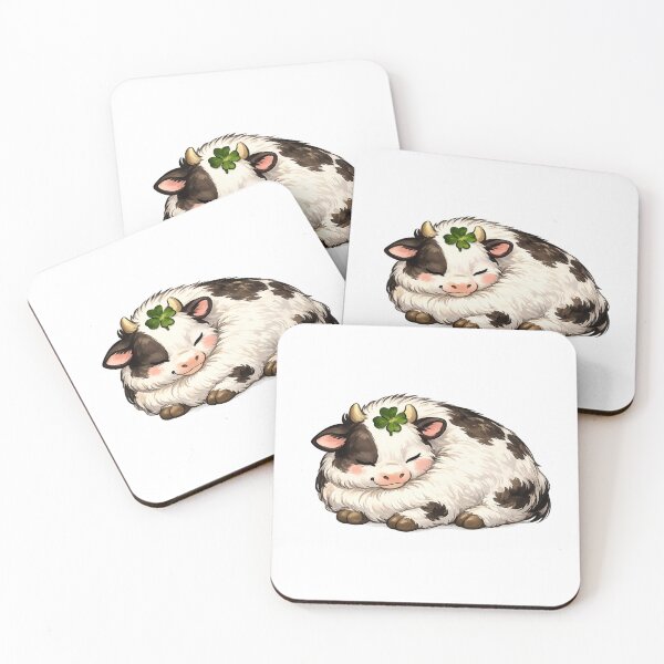 Item preview, Lucky Sleeping Cow – Cute Cozy Farm Animal Illustration designed and sold by HeyHas.