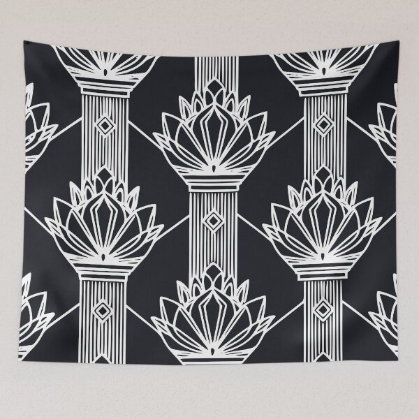 Item preview, Midnight Lotus Arcade — Deco Pillar Repeat designed and sold by zamew.