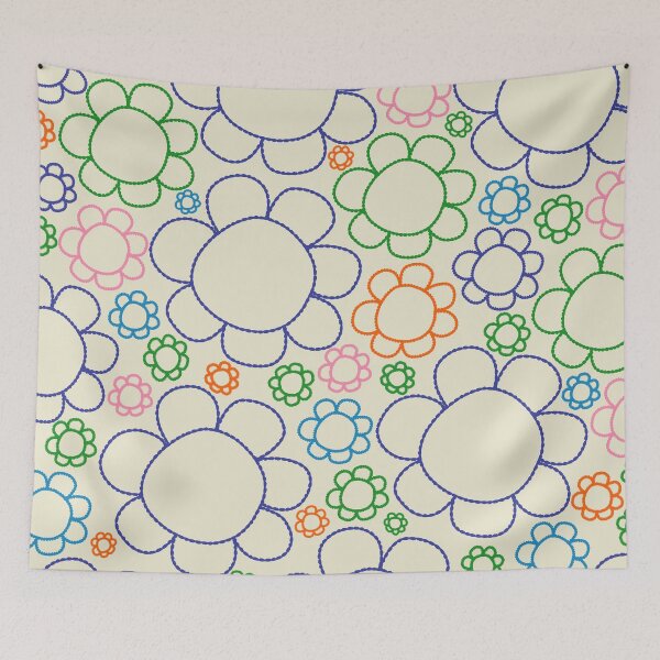 Item preview, Cheerful Doodle Flowers Retro Floral Pattern designed and sold by kierkegaard.