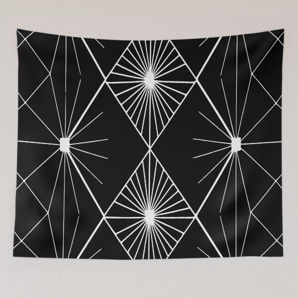Item preview, Art Deco Sunburst Lattice — Black & White Geometric Pattern designed and sold by zamew.