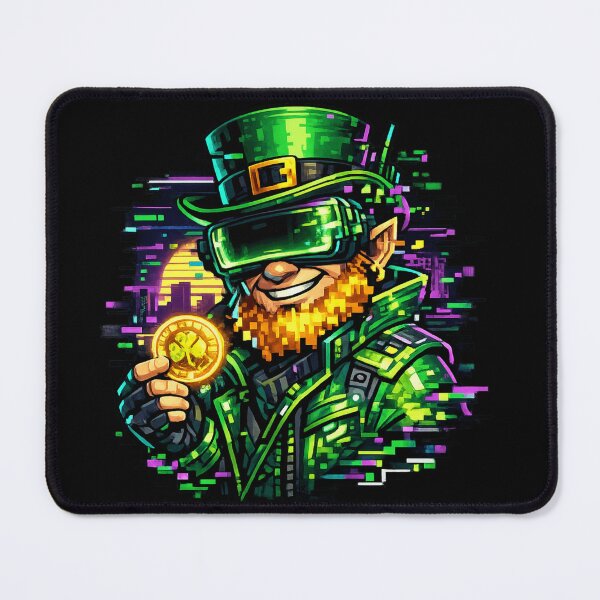 Item preview, Luck Is Loading - Cyberpunk Leprechaun Gamer designed and sold by Retro Mood Co.