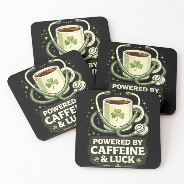 Item preview, Funny Powered By Caffeine And Luck Coffee Clover designed and sold by hourrianouar.
