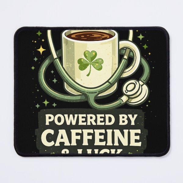 Item preview, Funny Powered By Caffeine And Luck Coffee Clover designed and sold by hourrianouar.