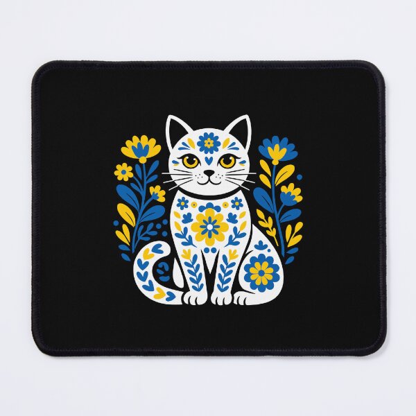 Item preview, Ukraine Cat Floral Ukranian Folk Art Vyshyvanka Style designed and sold by gunaone-design.