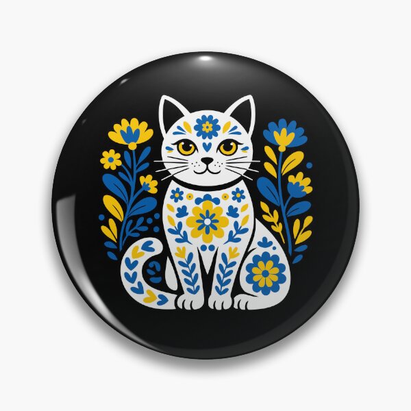 Item preview, Ukraine Cat Floral Ukranian Folk Art Vyshyvanka Style designed and sold by gunaone-design.