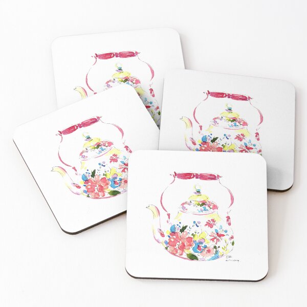 Item preview, Spring Flowers Teapot Ink and Wash Art designed and sold by Little Garden Watercolors.