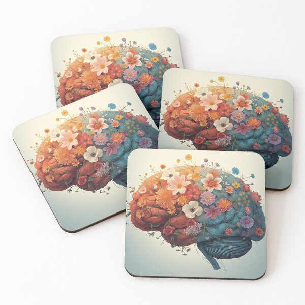 Item preview, The Duality of Healing - Mental Health Brain Art - Flowers Blooming and Wilting designed and sold by CalmWearCo.