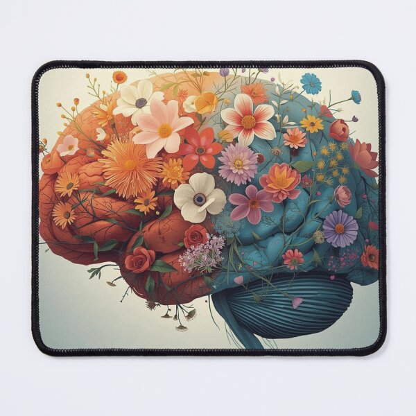 Item preview, The Duality of Healing - Mental Health Brain Art - Flowers Blooming and Wilting designed and sold by CalmWearCo.