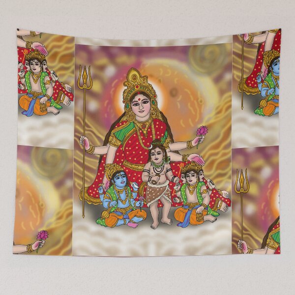 Item preview, Elegant Goddess Durga Illustration – Hindu Devotional Design designed and sold by Harshit_Digital_Arts.