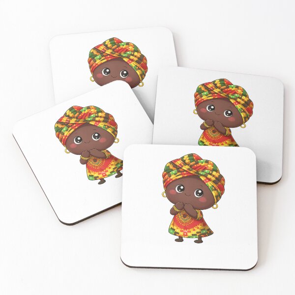 Item preview, Afro Kente Girl Blob – Cute African Heritage Cartoon Character designed and sold by Gladys Art Studio.