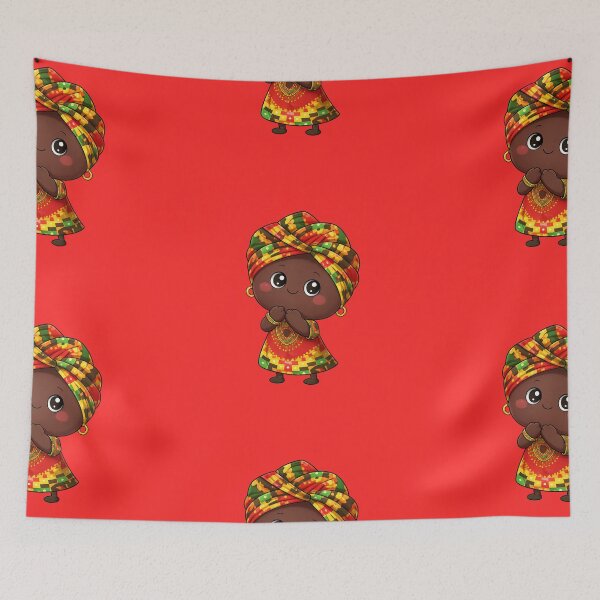 Item preview, Afro Kente Girl Blob – Cute African Heritage Cartoon Character designed and sold by Gladys Art Studio.