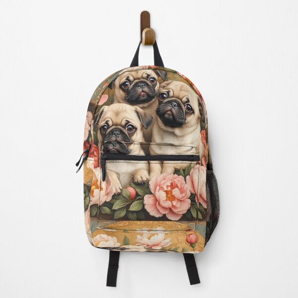 Item preview, Pug puppies among peony flowers. designed and sold by Natalia-Vlad.