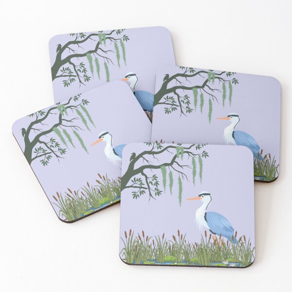 Item preview, Blue Heron Bird With Cattails and Lily pads designed and sold by Rockyctees.