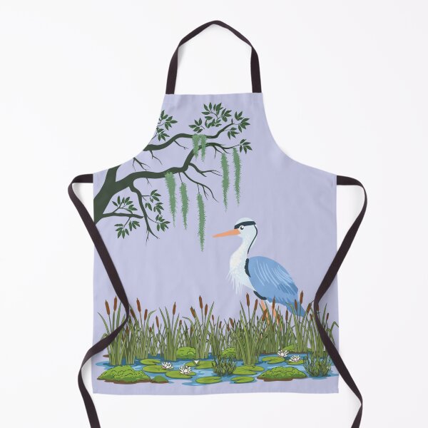 Item preview, Blue Heron Bird With Cattails and Lily pads designed and sold by Rockyctees.
