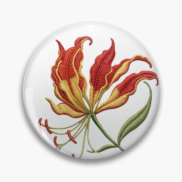 Item preview, Embroidered Flame Lily Botanical – Faux Stitch  designed and sold by MvuuStudio.