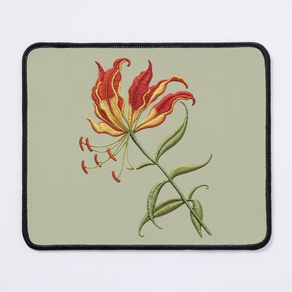 Item preview, Embroidered Flame Lily Botanical – Faux Stitch  designed and sold by MvuuStudio.