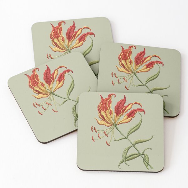 Item preview, Embroidered Flame Lily Botanical – Faux Stitch  designed and sold by MvuuStudio.
