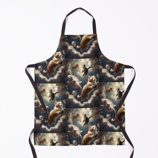 Item preview, Cats Flying Through the Sky - Fantastic Scene with Clouds and Butterflies designed and sold by Hipatye26.