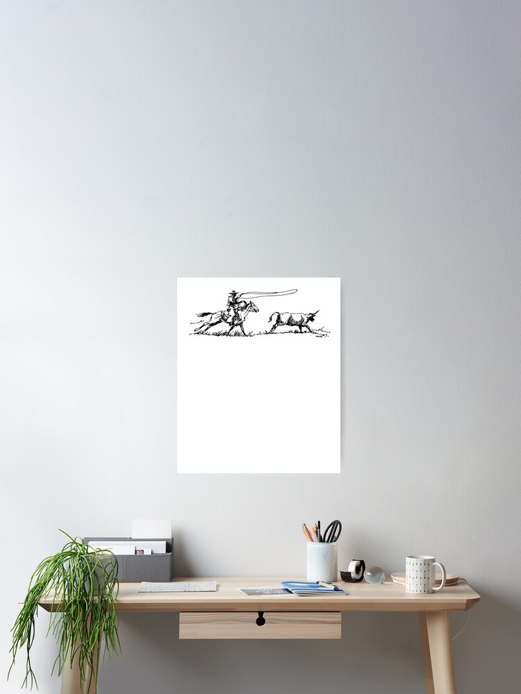 Thumbnail 2 of 3, Poster, Cowboy Roping Western designed and sold by krystalRomanart.