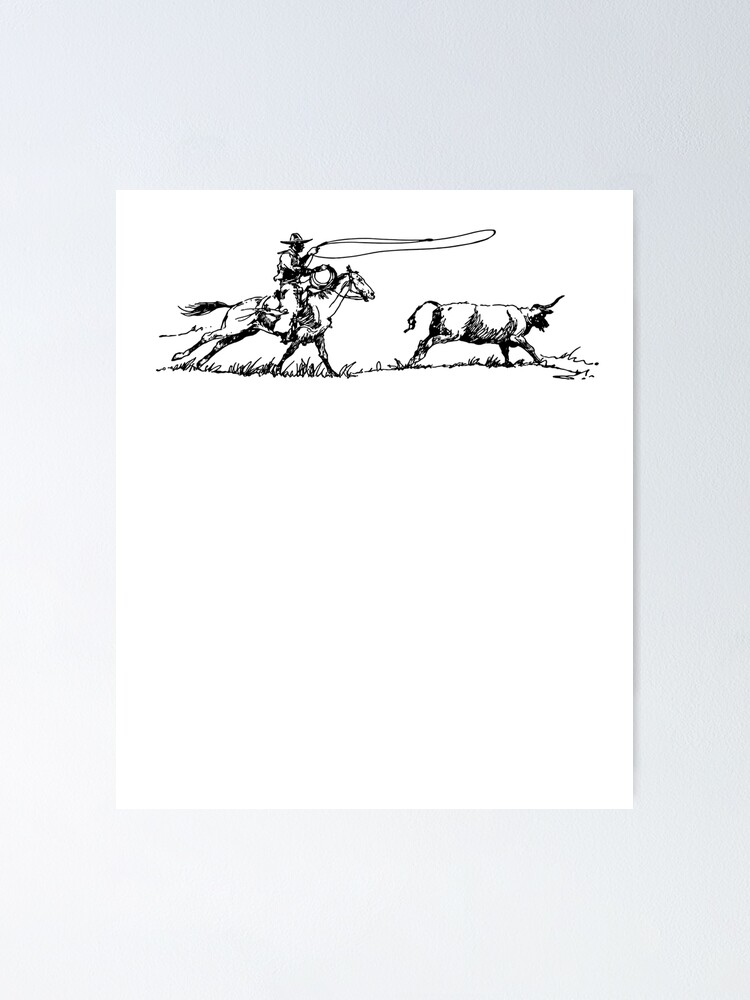 Thumbnail 1 of 3, Poster, Cowboy Roping Western designed and sold by krystalRomanart.