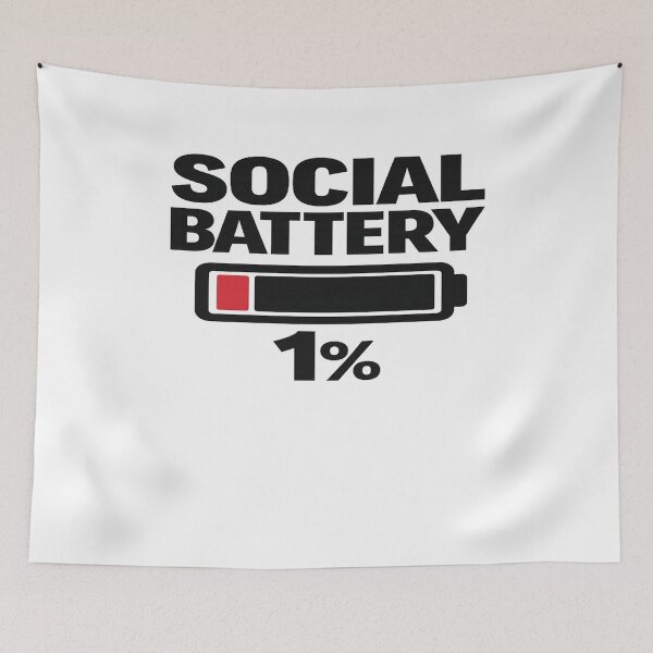 Item preview, Low Social Battery 1% Introvert Meme designed and sold by Modern Badge.