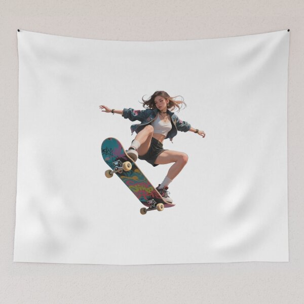Item preview, Skater Girl in Mid-Air designed and sold by Lellenatavarez.