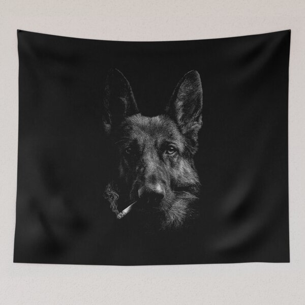 Item preview, German Shepherd Smoking – Gritty Noir Dog Portrait designed and sold by Alex D Print Studio Designs.