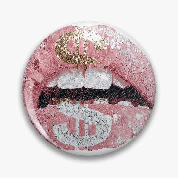 Item preview, Pink Rhinestone Lips with Gold & Silver Money Sign designed and sold by NoboShop.