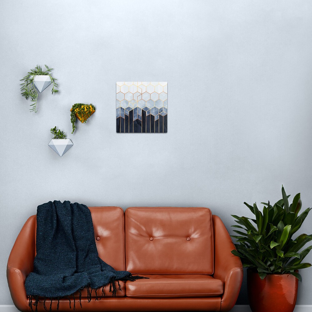 Soft Blue Hexagons Metal Print