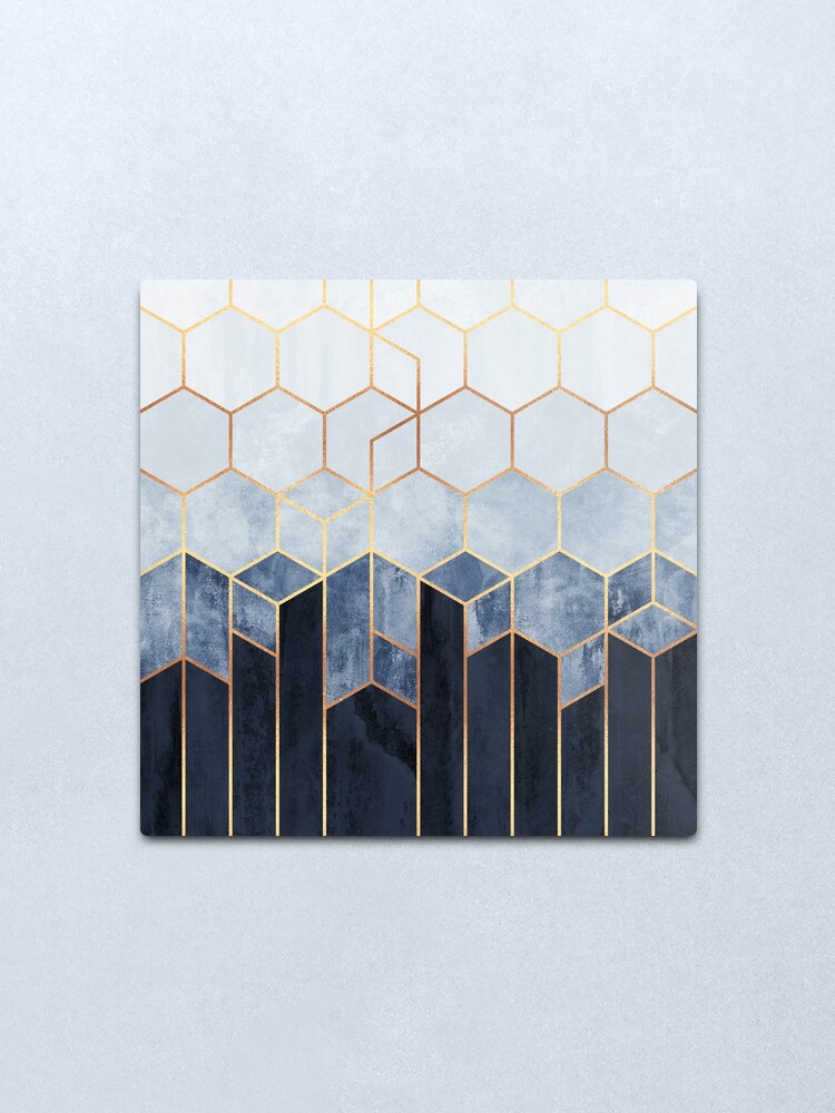 Alternate view of Soft Blue Hexagons Metal Print