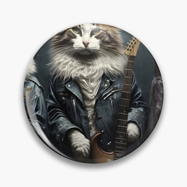 Item preview, Rocker Cat Band - Design with Electric Guitar and Punk Style designed and sold by Hipatye26.
