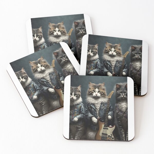 Item preview, Rocker Cat Band - Design with Electric Guitar and Punk Style designed and sold by Hipatye26.