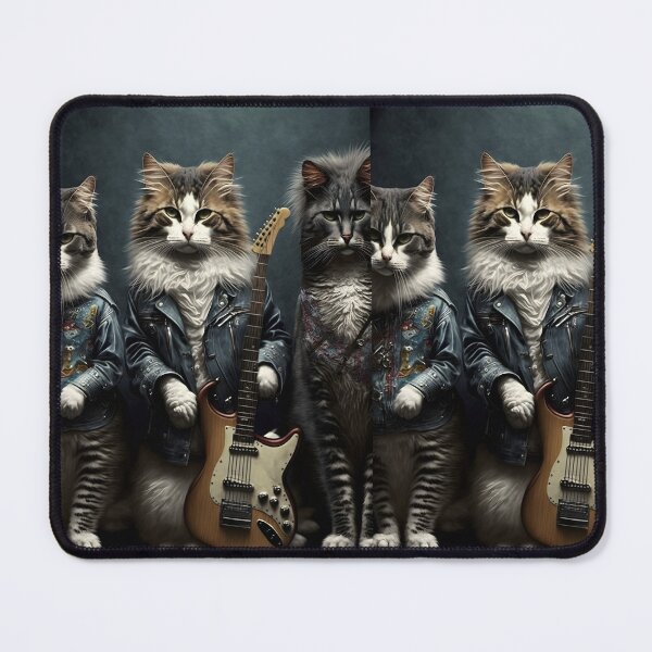 Item preview, Rocker Cat Band - Design with Electric Guitar and Punk Style designed and sold by Hipatye26.