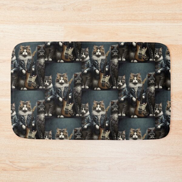 Item preview, Rocker Cat Band - Design with Electric Guitar and Punk Style designed and sold by Hipatye26.