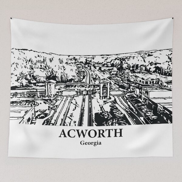Item preview, Acworth GA - Ink Cityscape Illustration designed and sold by Lakeric Cityscapes.