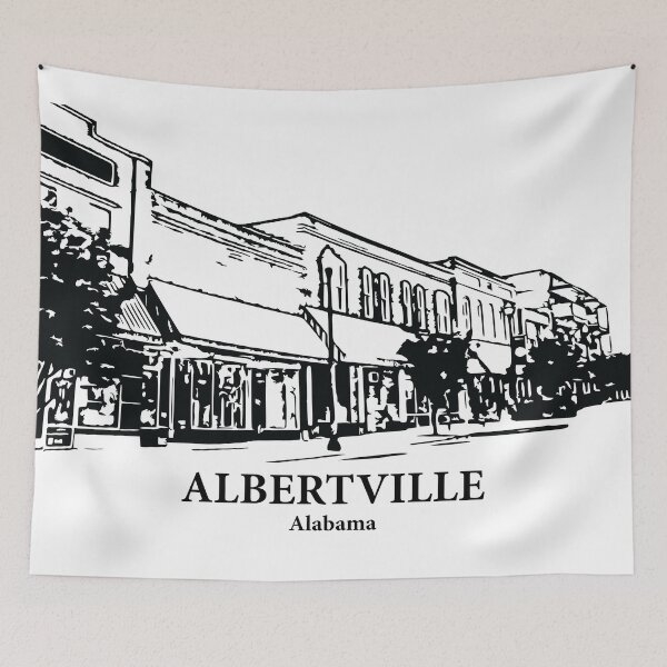 Item preview, Albertville AL - Ink Cityscape Illustration designed and sold by Lakeric Cityscapes.