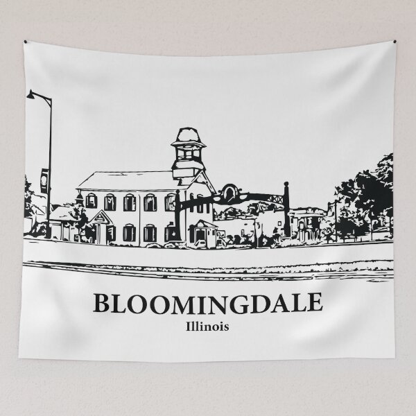Item preview, Bloomingdale IL - Ink Cityscape Illustration designed and sold by Lakeric Cityscapes.