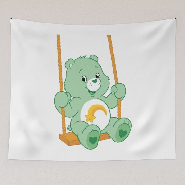 Item preview, Cute Green Teddy Bear on Swing Illustration designed and sold by CleanInkStudio.