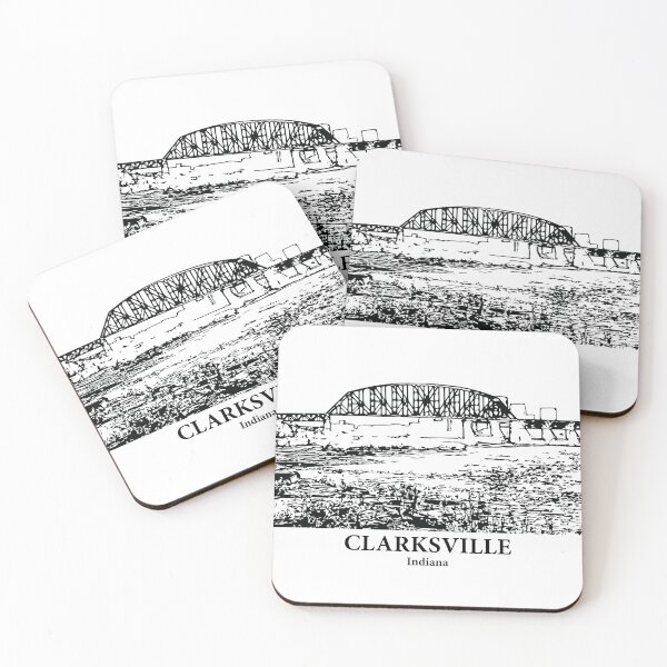 Item preview, Clarksville IN - Ink Cityscape Illustration designed and sold by Lakeric Cityscapes.