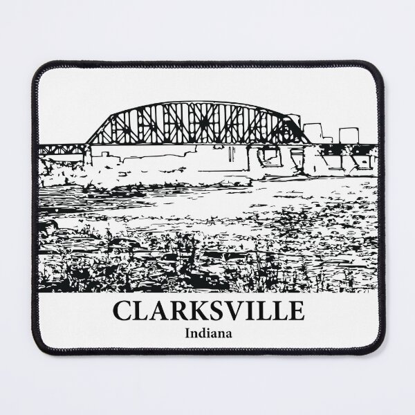 Item preview, Clarksville IN - Ink Cityscape Illustration designed and sold by Lakeric Cityscapes.