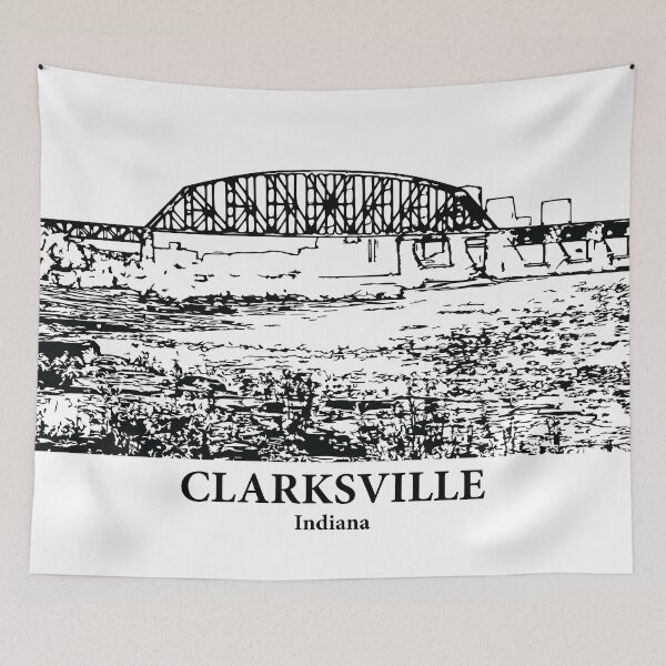 Item preview, Clarksville IN - Ink Cityscape Illustration designed and sold by Lakeric Cityscapes.