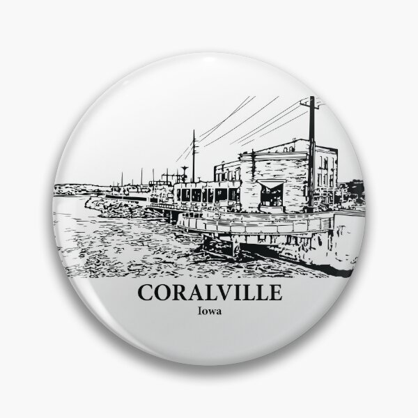 Item preview, Coralville IA - Ink Cityscape Illustration designed and sold by Lakeric Cityscapes.