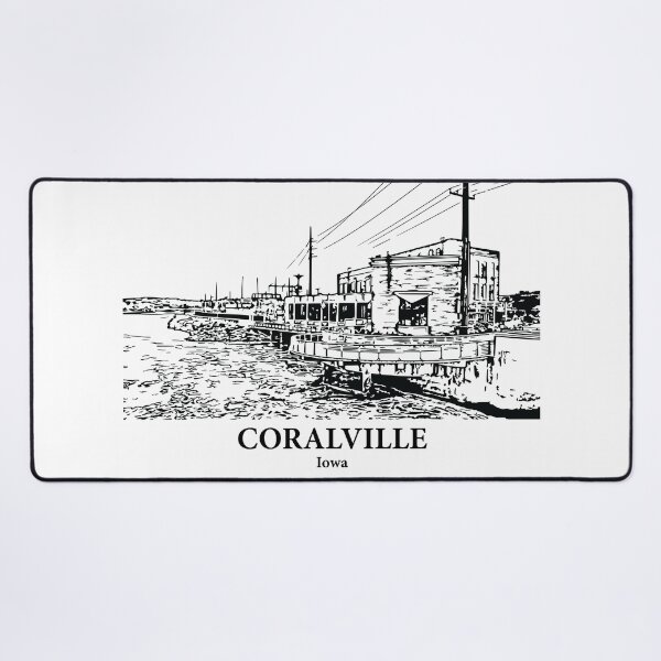 Item preview, Coralville IA - Ink Cityscape Illustration designed and sold by Lakeric.