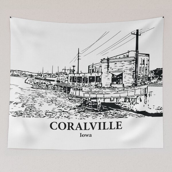 Item preview, Coralville IA - Ink Cityscape Illustration designed and sold by Lakeric Cityscapes.