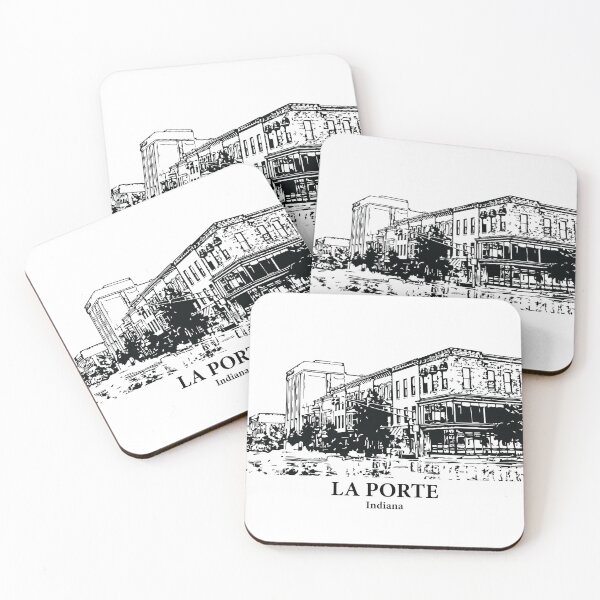 Item preview, La Porte IN - Ink Cityscape Illustration designed and sold by Lakeric Cityscapes.
