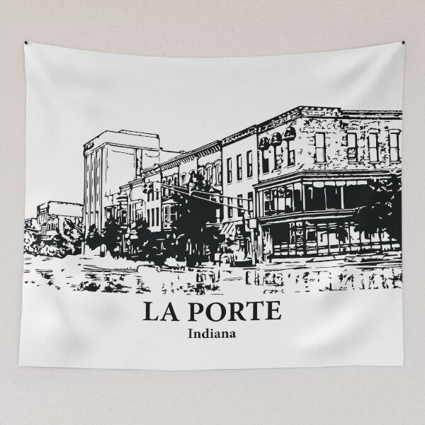 Item preview, La Porte IN - Ink Cityscape Illustration designed and sold by Lakeric Cityscapes.