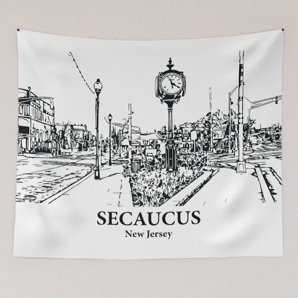 Item preview, Secaucus NJ - Ink Cityscape Illustration designed and sold by Lakeric Cityscapes.