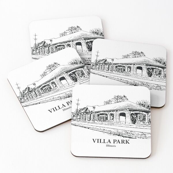 Item preview, Villa Park IL - Ink Cityscape Illustration designed and sold by Lakeric Cityscapes.